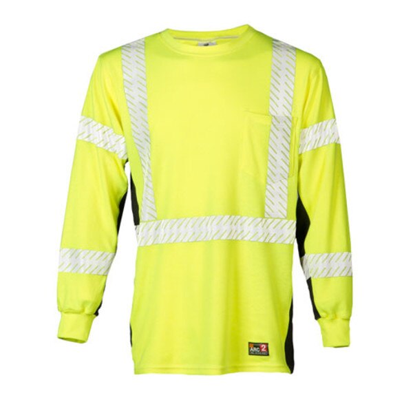 ML Kishigo Black Series FR Hi-Vis Long Sleeve Shirt in Hi-Vis Lime